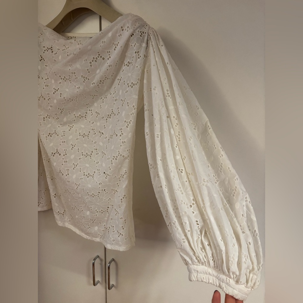 Vintage Yves Saint Laurent Broderie Anglaise / Eyelet White Blouse | FR 36